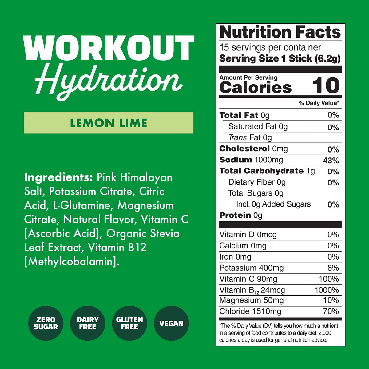 Workout Hydration nutrition facts