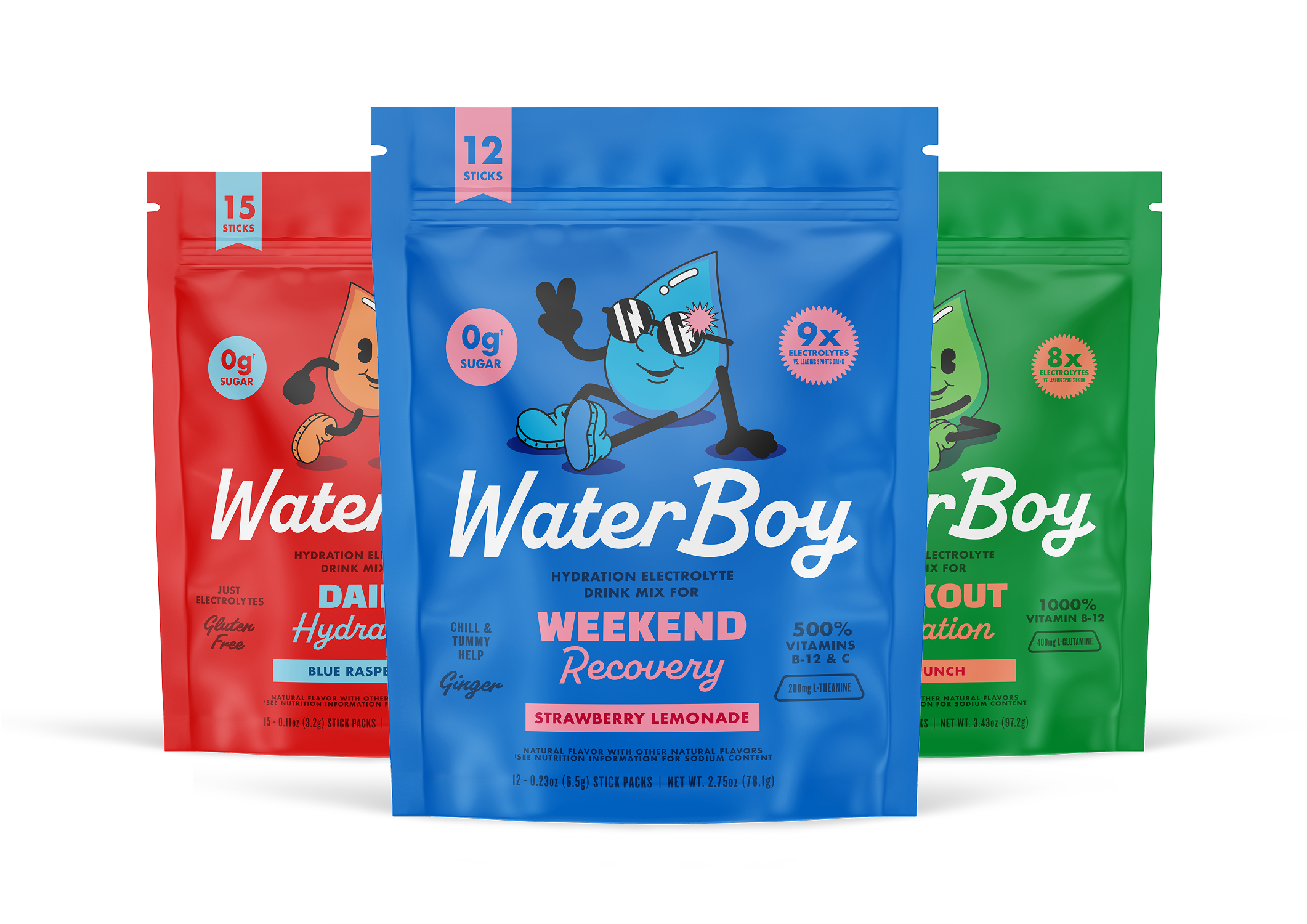 WaterBoy Daily, Weekend and Workout pouches
